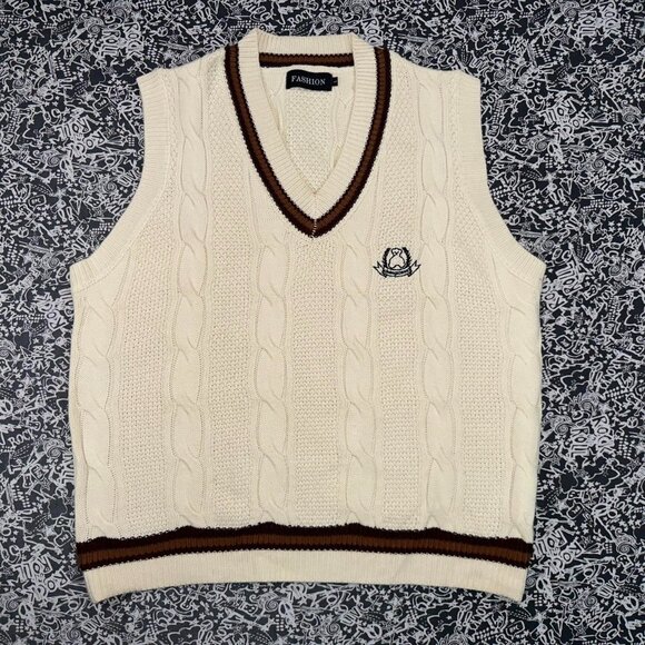 🤍 Classic cream knit sleeveless sweater vest - Picture 1 of 5
